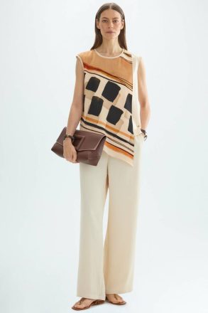 Beige/Multicolor T-Shirts And Tops Purificacion Garci Mosaicubo Print Crepe Jersey Straight-Fit T-Shirt Women - Image 4