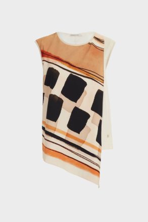 Beige/Multicolor T-Shirts And Tops Purificacion Garci Mosaicubo Print Crepe Jersey Straight-Fit T-Shirt Women - Image 5