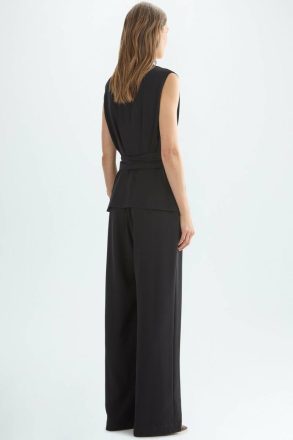 Black/Ivory Women Purificacion Garci Two-Piece Effect Crepe Fitted Jumpsuit Dresses - Image 3
