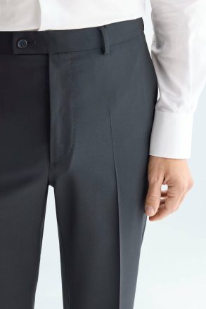 Black Men Purificacion Garci Trousers Tropical Wool Classic Fit Suit Trousers - Image 2