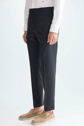 Black Men Purificacion Garci Trousers Tropical Wool Classic Fit Suit Trousers