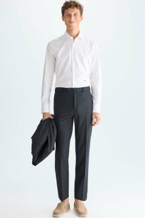 Black Men Purificacion Garci Trousers Tropical Wool Classic Fit Suit Trousers - Image 4
