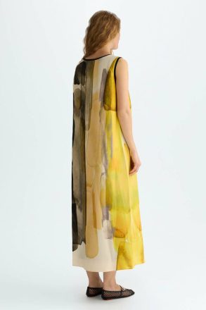 Black/Multicolor Print Crepe Jersey Straight-Fit Midi Dress Women Purificacion Garci Dresses - Image 2