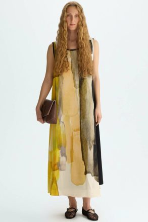 Black/Multicolor Print Crepe Jersey Straight-Fit Midi Dress Women Purificacion Garci Dresses
