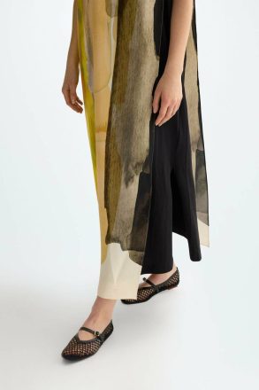 Black/Multicolor Print Crepe Jersey Straight-Fit Midi Dress Women Purificacion Garci Dresses - Image 3