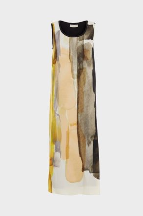 Black/Multicolor Print Crepe Jersey Straight-Fit Midi Dress Women Purificacion Garci Dresses - Image 4