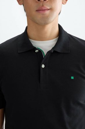 Black Polo Shirts Piqué Slim Fit Polo Shirt Men Purificacion Garci - Image 2