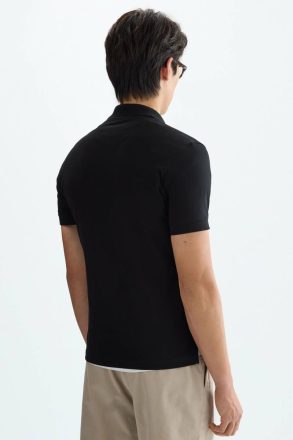 Black Polo Shirts Piqué Slim Fit Polo Shirt Men Purificacion Garci - Image 3
