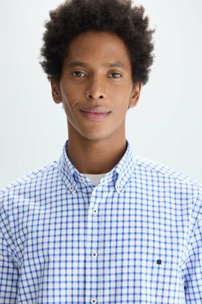 Blue/White Purificacion Garci Windowpane Check Twill Shirt Shirts Men - Image 2