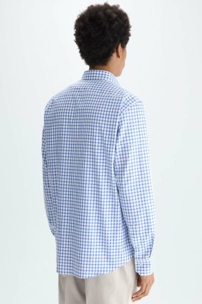 Blue/White Purificacion Garci Windowpane Check Twill Shirt Shirts Men - Image 3