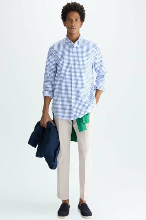 Blue/White Purificacion Garci Windowpane Check Twill Shirt Shirts Men - Image 5