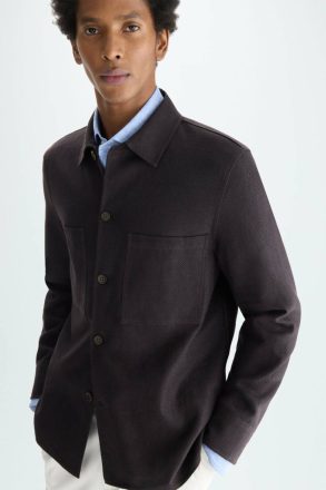 Brown Linen Cotton Textured Overshirt Purificacion Garci Outerwear Men - Image 2