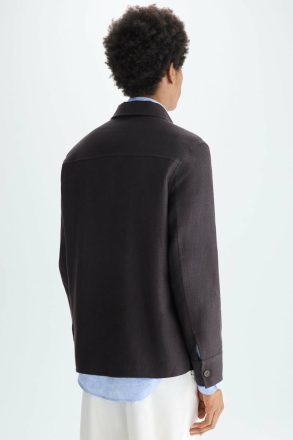 Brown Linen Cotton Textured Overshirt Purificacion Garci Outerwear Men - Image 3