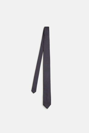 Brown/Navy/White Purificacion Garci Men Ties Polka Dots Geometric Motives Silk Tie - Image 2