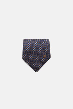 Brown/Navy/White Purificacion Garci Men Ties Polka Dots Geometric Motives Silk Tie