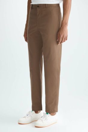 Brown Purificacion Garci Trousers Men Cotton Twill Regular Fit Chino Trousers