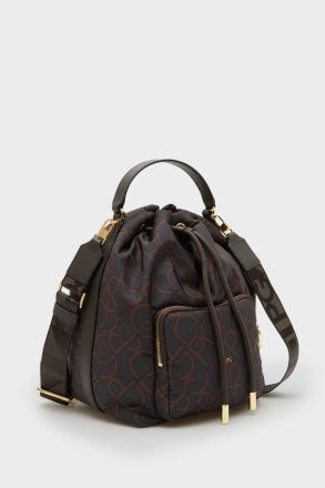 Brown Women Nylon Crossbody Bucket Bag Purificacion Garci Crossbody Bags - Image 2