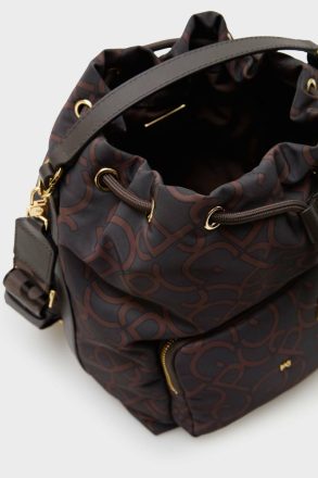 Brown Women Nylon Crossbody Bucket Bag Purificacion Garci Crossbody Bags - Image 3