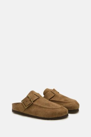 Brown Women Sandals Purificacion Garci Suede Flat Shoes - Image 2