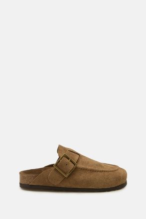 Brown Women Sandals Purificacion Garci Suede Flat Shoes