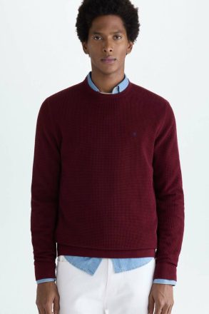 Burgundy Textured Pima Cotton Sweater Purificacion Garci Men Sweatshirts