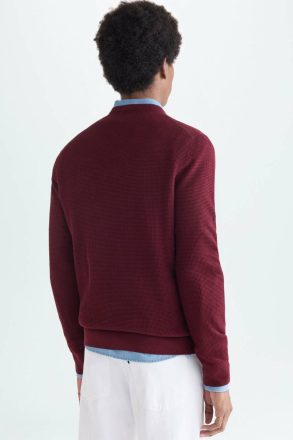 Burgundy Textured Pima Cotton Sweater Purificacion Garci Men Sweatshirts - Image 3