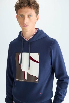 Cala Flocked Hooded Sweatshirt Navy Purificacion Garci Swimwear Men - Image 2