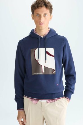 Cala Flocked Hooded Sweatshirt Navy Purificacion Garci Swimwear Men