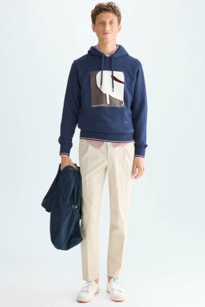 Cala Flocked Hooded Sweatshirt Navy Purificacion Garci Swimwear Men - Image 4