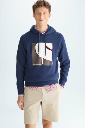 Cala Flocked Hooded Sweatshirt Navy Purificacion Garci Swimwear Men - Image 5