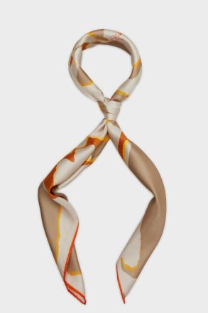 Cala Frida 90 Silk Scarf Orange/Camel/Beige Women Purificacion Garci Scarves - Image 2