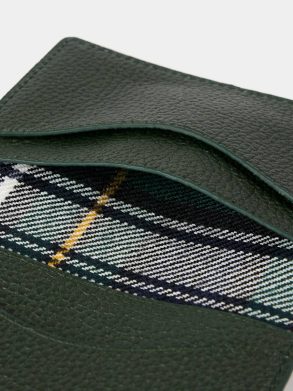 Cambridge Satchel Women Crossbody The Double Credit Card Holder - Ivy With Tartan Madras Grain - Image 4
