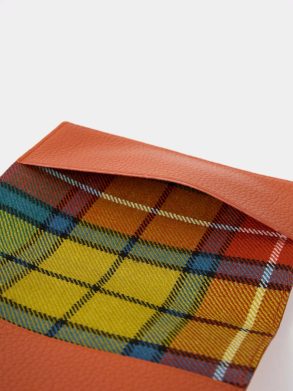 Cambridge Satchel Women Crossbody The Passport Cover - Ochre Madras Grain With Tartan - Image 4