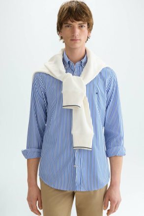 Candy Stripe Poplin Shirt Blue/White Purificacion Garci Shirts Men