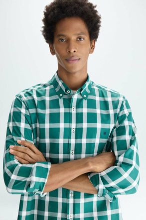 Chequered Twill Shirt Shirts Purificacion Garci Green/White Men - Image 2