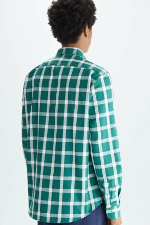 Chequered Twill Shirt Shirts Purificacion Garci Green/White Men - Image 3