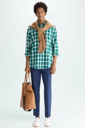 Chequered Twill Shirt Shirts Purificacion Garci Green/White Men - Image 4