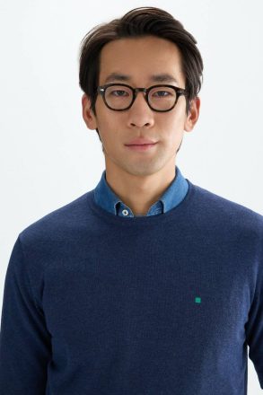 Cotton Crew-Neck Sweater Purificacion Garci Knitwear Men Navy - Image 2