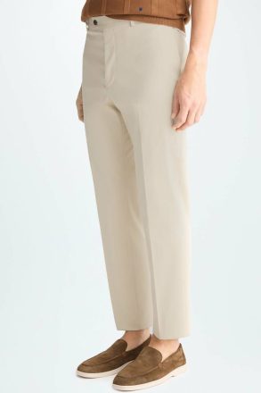 Cotton Twill Classic Fit Suit Trousers Trousers Men Stone Purificacion Garci