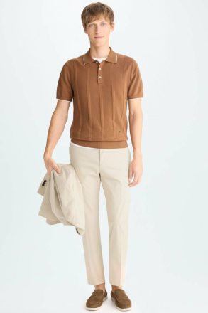 Cotton Twill Classic Fit Suit Trousers Trousers Men Stone Purificacion Garci - Image 4
