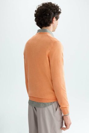 Cotton V-Neck Sweater Orange Sweatshirts Men Purificacion Garci - Image 3