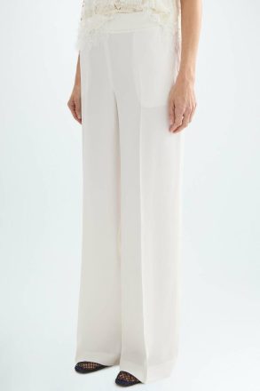 Crepe Wide-Leg Trousers Trousers Ecru Purificacion Garci Women