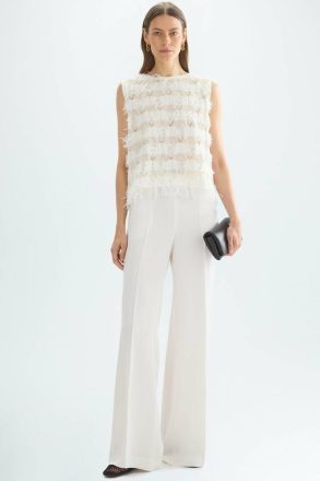 Crepe Wide-Leg Trousers Trousers Ecru Purificacion Garci Women - Image 4