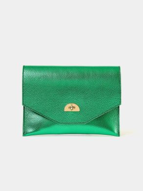 Crossbody The Twist Lock Pouch - Wicked Green With Wicked Green Metallic Calf Grain Women Cambridge Satchel