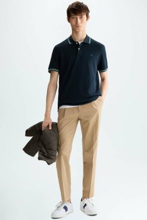 Cube-Shaped Textured Polo Shirt Polo Shirts Purificacion Garci Navy Men - Image 4