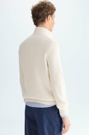 Cube Textured Cotton Half-Zip Sweater Sweatshirts Men Ecru Purificacion Garci - Image 3