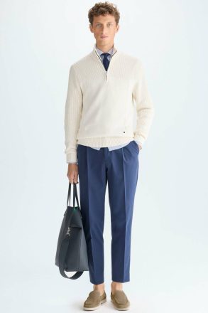 Cube Textured Cotton Half-Zip Sweater Sweatshirts Men Ecru Purificacion Garci - Image 4