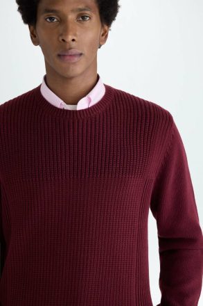 Cube Textured Cotton Sweater Men Sweatshirts Purificacion Garci Burgundy - Image 2