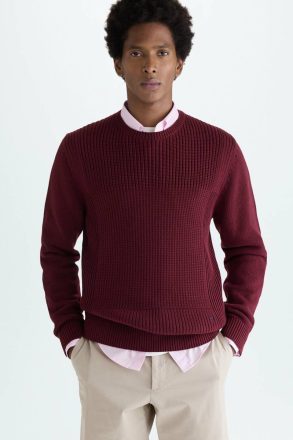 Cube Textured Cotton Sweater Men Sweatshirts Purificacion Garci Burgundy