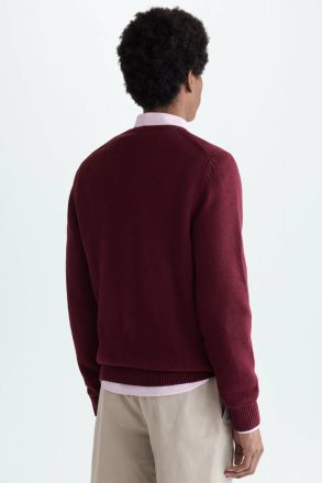 Cube Textured Cotton Sweater Men Sweatshirts Purificacion Garci Burgundy - Image 3